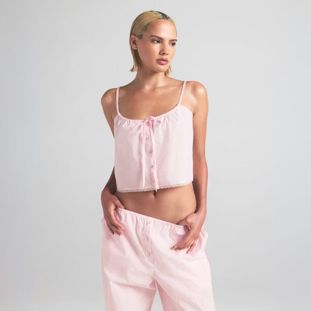 🌸 SKIMS Cotton Poplin Sleep Cami – Cherry Blossom Stripe NWT 🌸